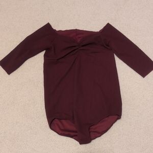 Maternity Maroon Long-Sleeve One-Piece Bodysuit